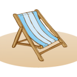 水色のシートが貼られた木製のビーチチェアのイラスト