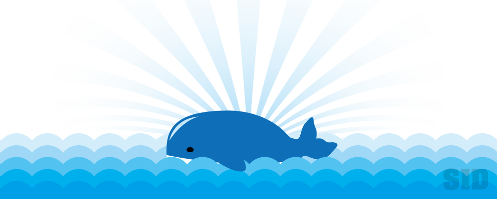 海に浮かぶクジラのイラスト